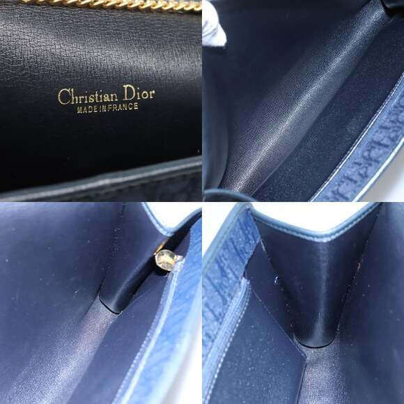 DIOR Trotter Canvas Chain Shoulder Bag Navy - Picture 11 of 12